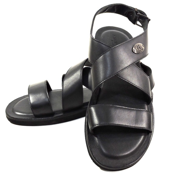 ALBERTO CICCIOLI ?? MEN\'S BLACK SOFT LEATHER COMFORT FLAT SUMMER SANDALS main image 7